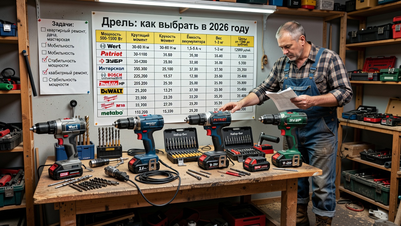 Дрель: как выбрать в 2026 году
